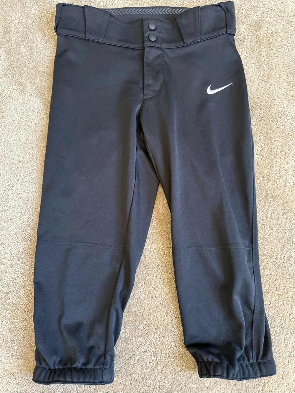 Nike Youth Black Softball Baseball T-Ball Pants with Elastic Ankles